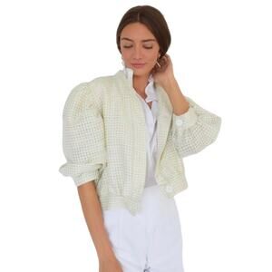 Never a Wallflower mint tweed button front jacket women’s size small